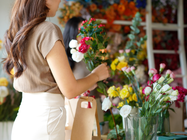 Lady holding floral